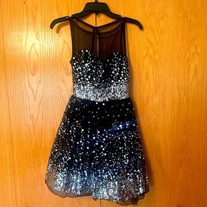Ruby Rox Black Mesh Mini Dress with Silver Sequins